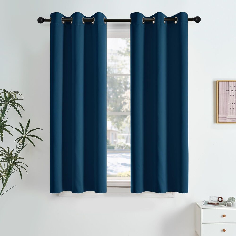 2 Panel Set, 40" wide x 63" long, Blackout Curtains (Moroccan Blue)
